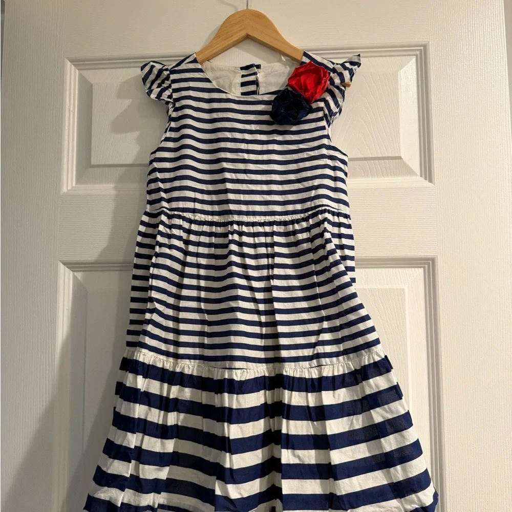 Janie and Jack Blue and White Pleated Sundress - Picture 5 of 9